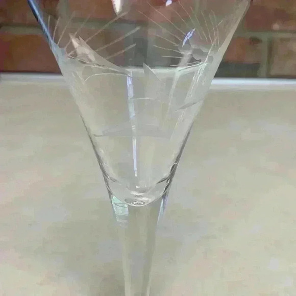 Javit Crystal Sherry Glasses w/Hand Cut Etching..Pattern "Fine Wheat" Vintage - Picture 4 of 7